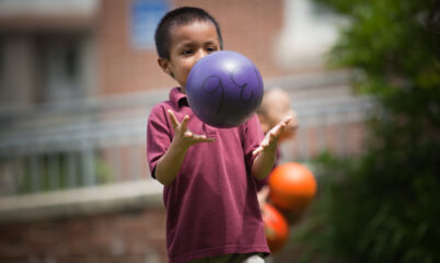 child playing with ball