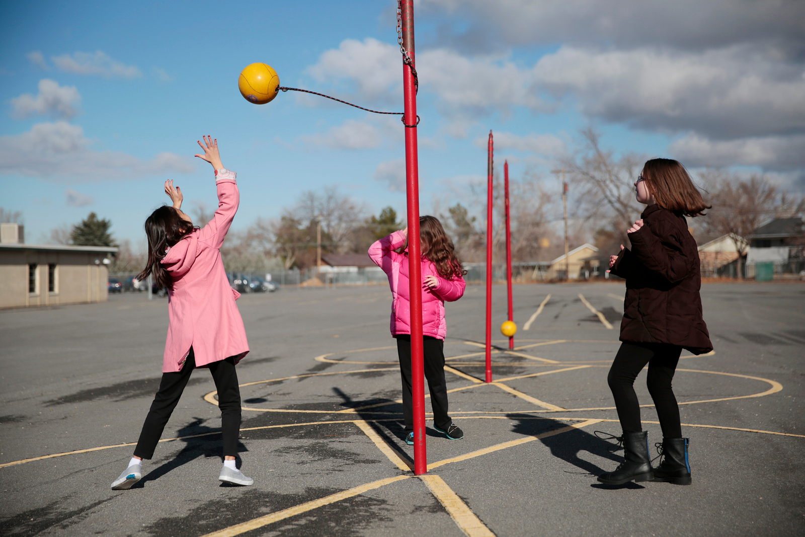students playing tetherball