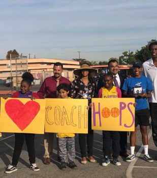 kids with Coach Hoops